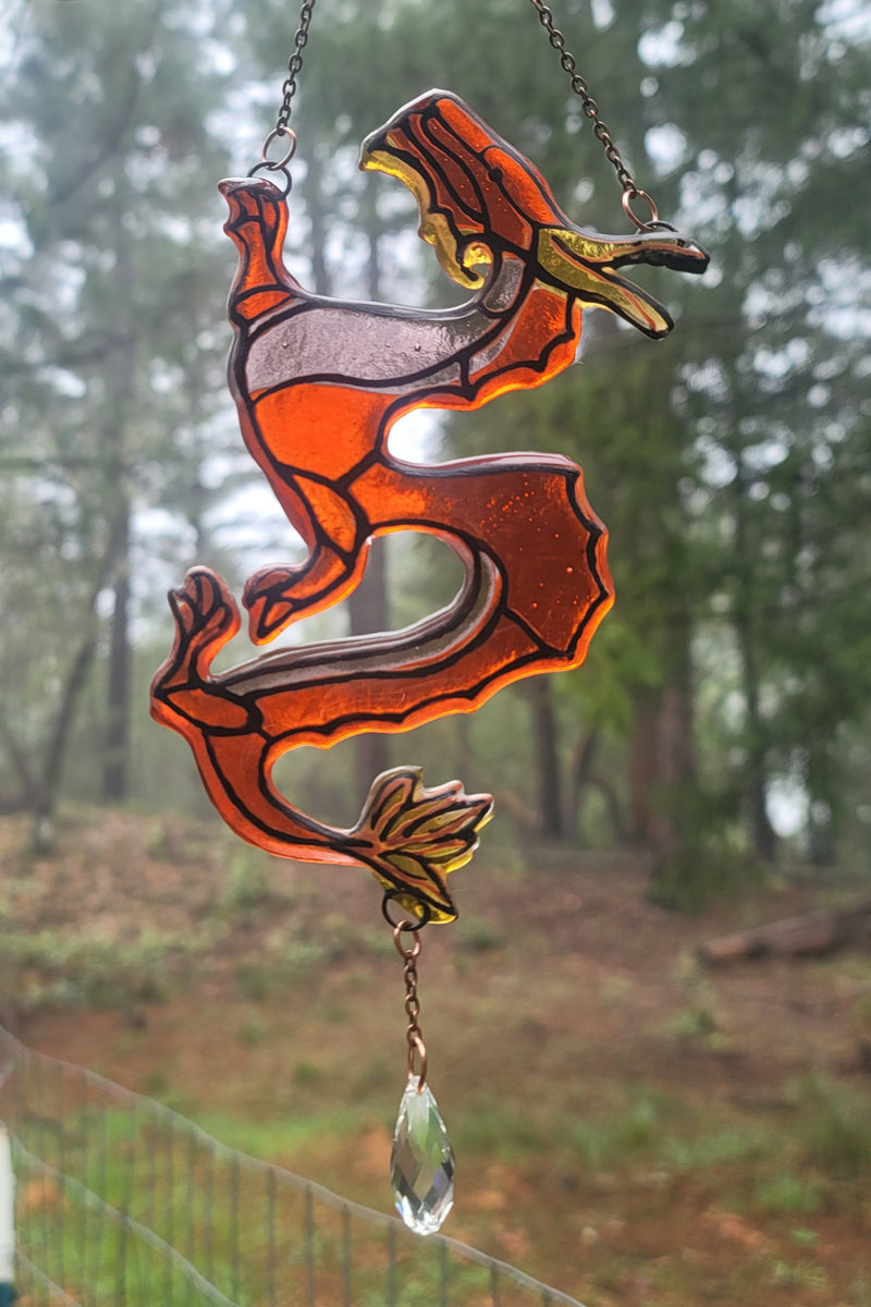 NEW Dragon Cremation Urn Sun Catcher Ashes Infused Glass