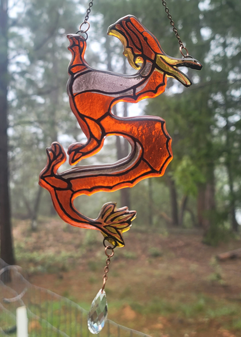 NEW Dragon Cremation Urn Sun Catcher Ashes Infused Glass