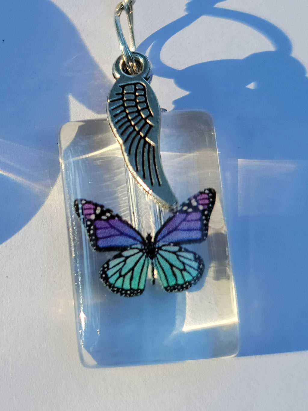 DIY Purple Teal Monarch Butterfly Cremation Jewelry Urn Necklace Sympathy Gift Wrapped with Tools