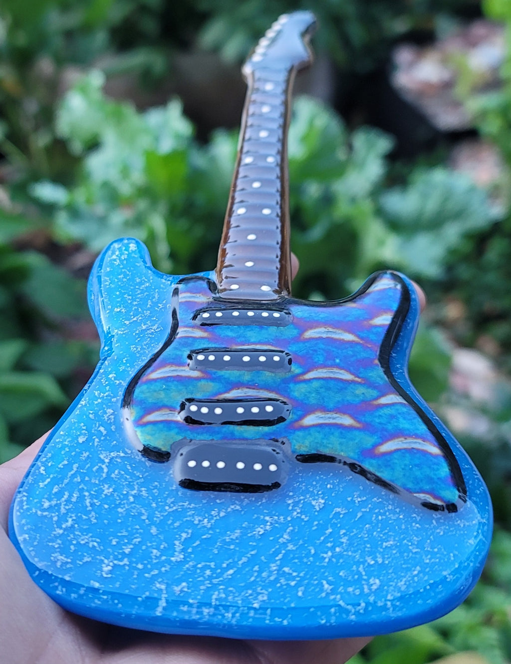 Miniature Glass Electric Guitars Ashes InFused Glass 10 inch Memorial