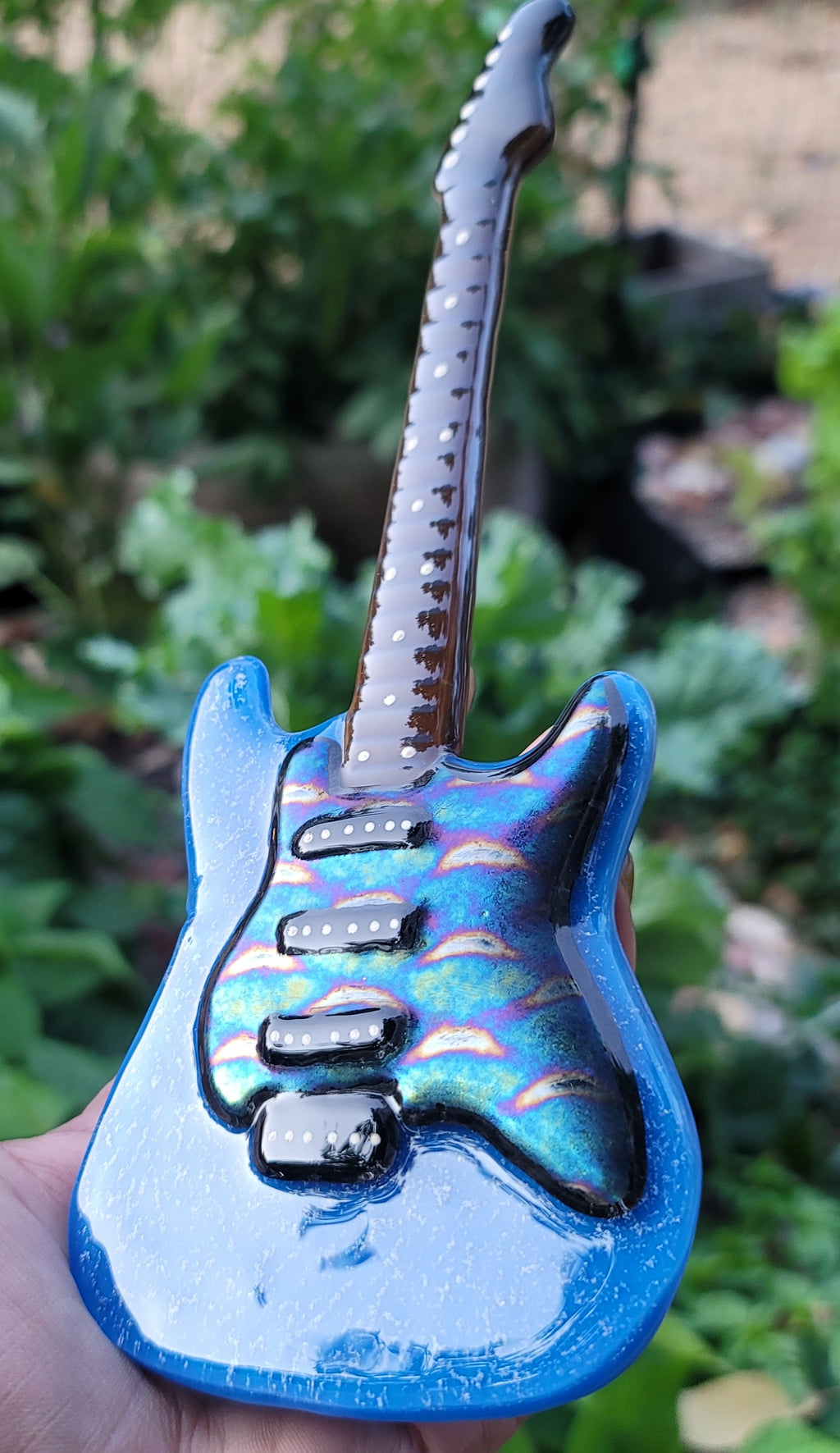 Miniature Glass Electric Guitars Ashes InFused Glass 10 inch Memorial