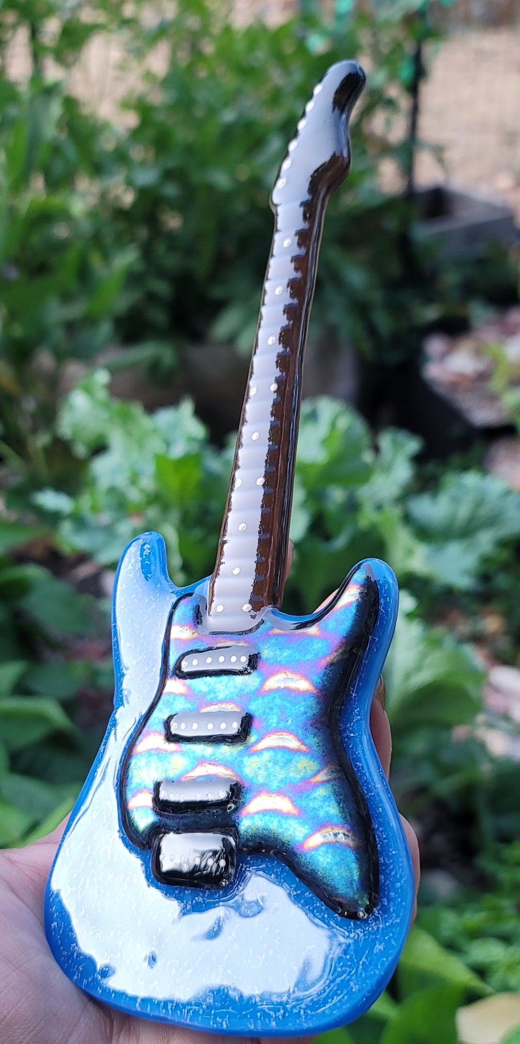 Miniature Glass Electric Guitars Ashes InFused Glass 10 inch Memorial