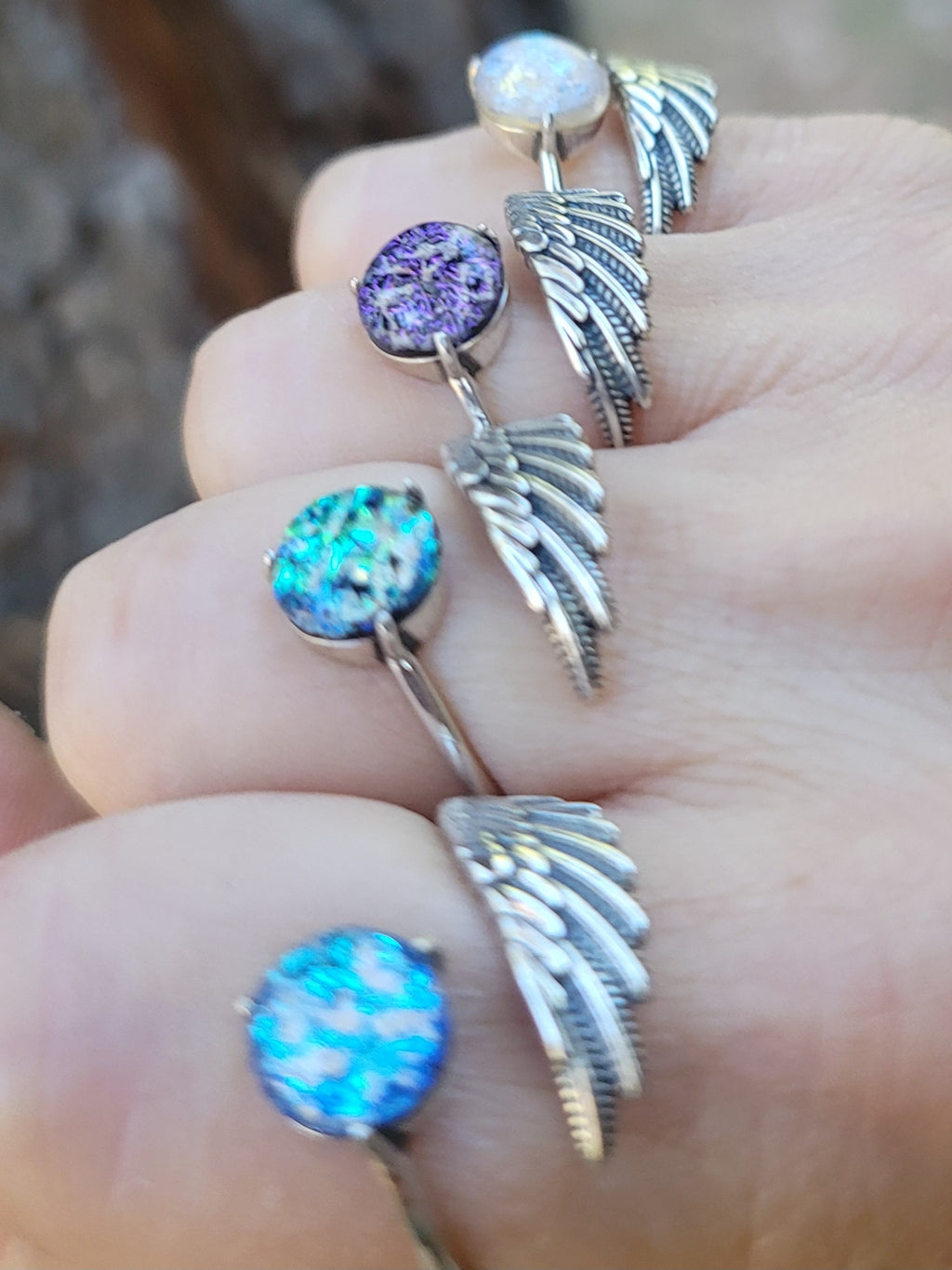 NEW Angel Wing Cremation Ring for Ashes InFused Glass High Quality Hard Sterling Silver Urn Adjustable Size Fits ALL