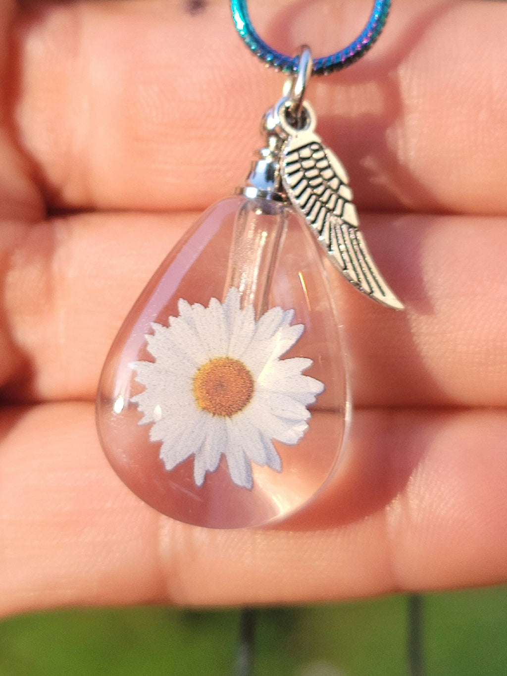 Fill Yourself Daisy Angel Wing Crystal Cremation Jewelry Urn