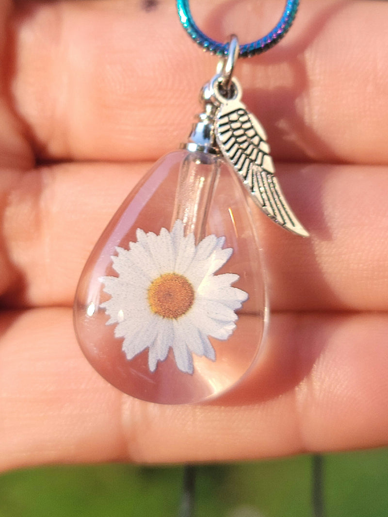 Fill Yourself Daisy Angel Wing Crystal Cremation Jewelry Urn