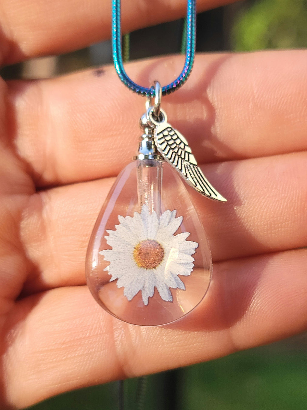 Fill Yourself Daisy Angel Wing Crystal Cremation Jewelry Urn