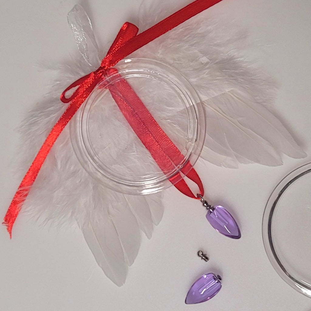 Tree Ornament Feather Angel Wings Photo Frame Cremation Urn Bead Fill Yourself Holiday Sympathy Gift