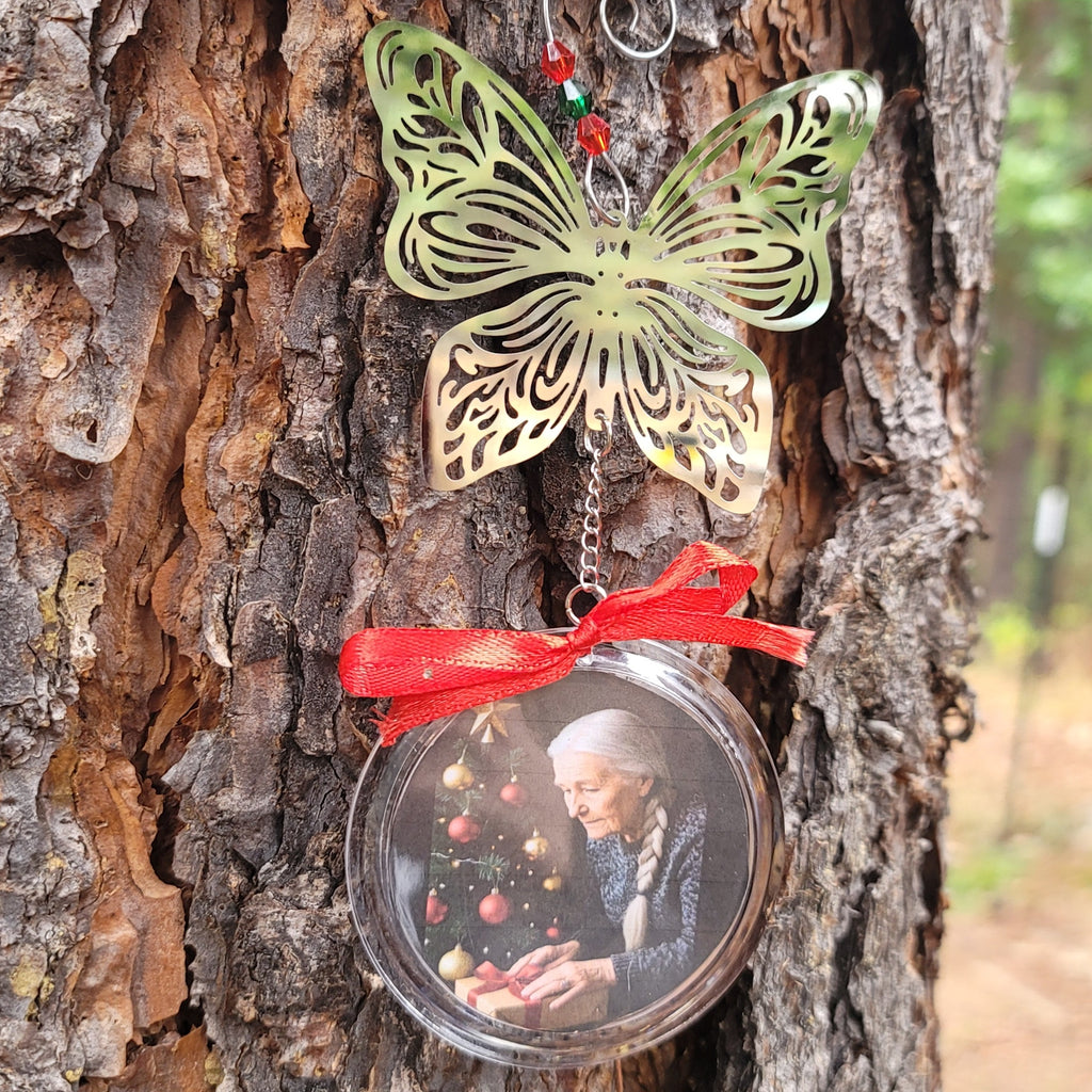 Photo Frame Butterfly Christmas Tree Ornament Sympathy Gift DIY