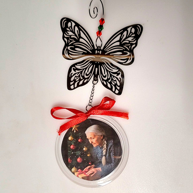 Photo Frame Butterfly Christmas Tree Ornament Sympathy Gift DIY