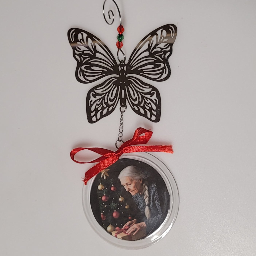 Photo Frame Butterfly Christmas Tree Ornament Sympathy Gift DIY