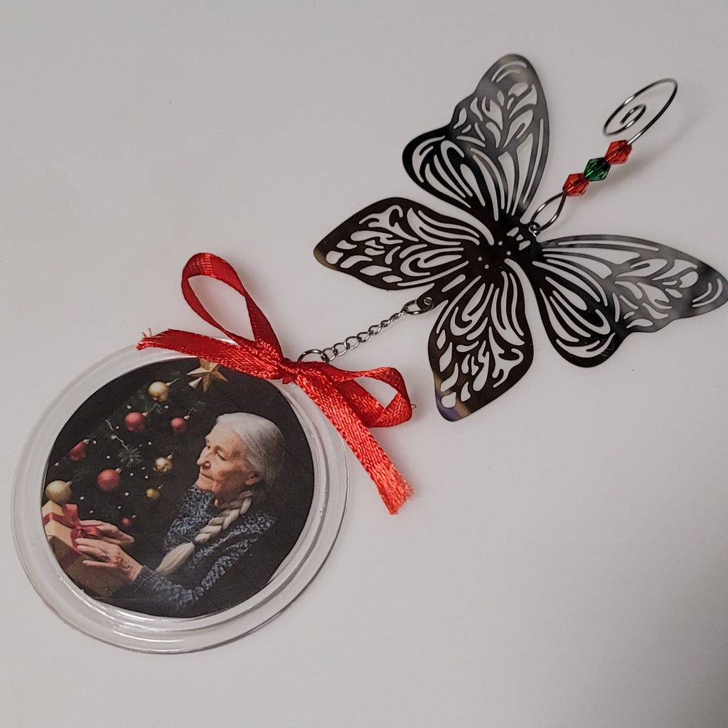 Photo Frame Butterfly Christmas Tree Ornament Sympathy Gift DIY