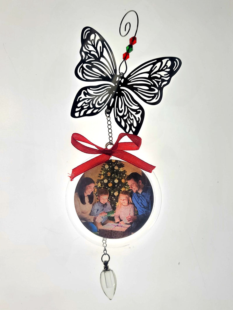 Photo Frame Butterfly Christmas Tree Ornament Cremation Urn Sympathy Gift With Filling Tools DIY