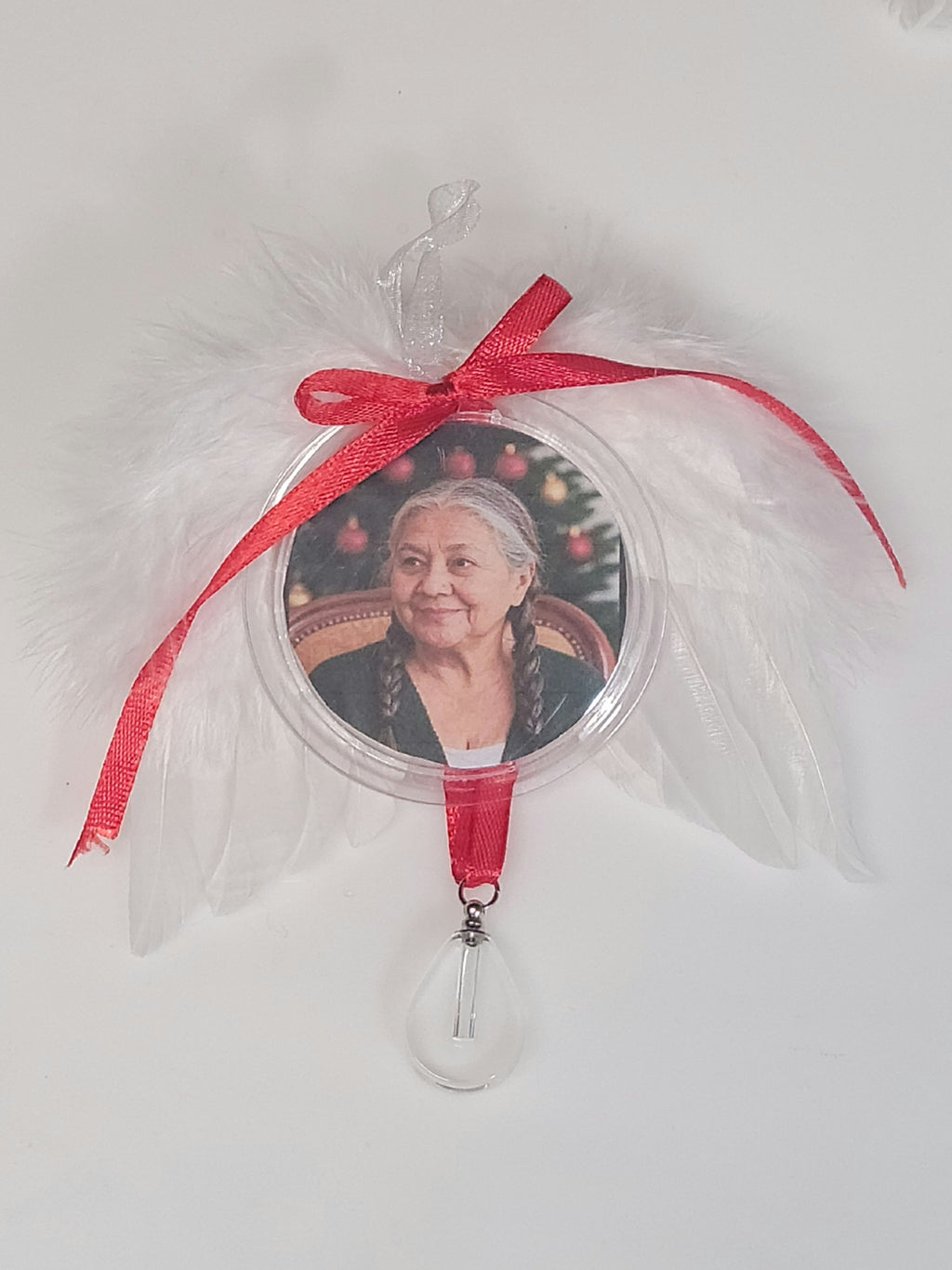 Tree Ornament Feather Angel Wings Photo Frame Cremation Urn Bead Fill Yourself Holiday Sympathy Gift