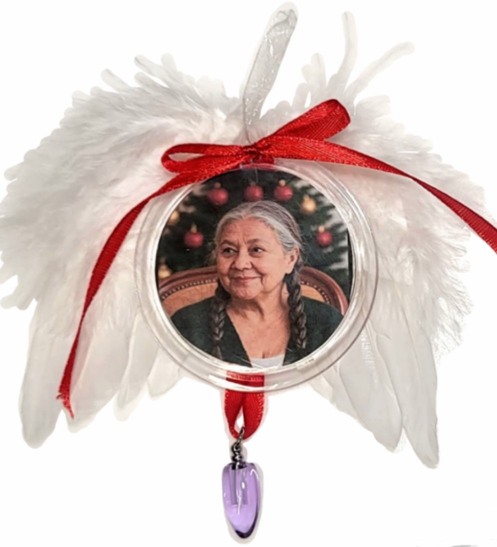 Tree Ornament Feather Angel Wings Photo Frame Cremation Urn Bead Fill Yourself Holiday Sympathy Gift
