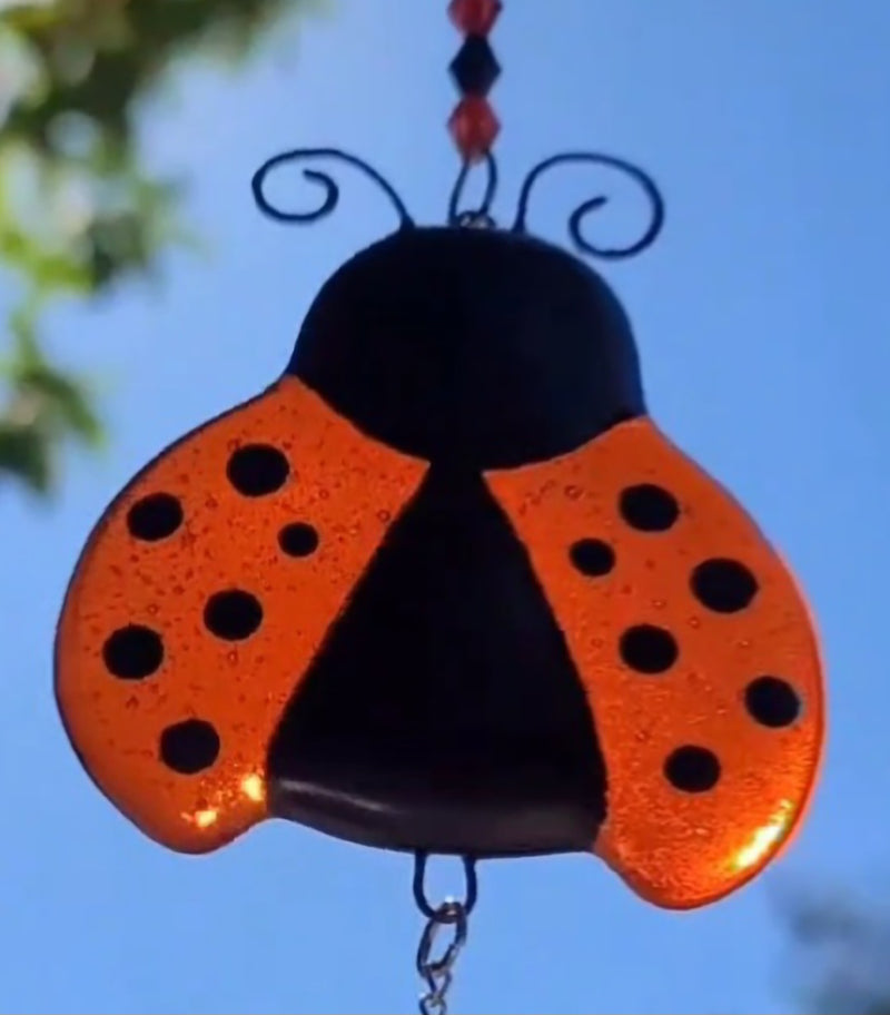 Ladybug Cremation Art Sun Catcher Ashes Infused Glass Memorial 4 inch