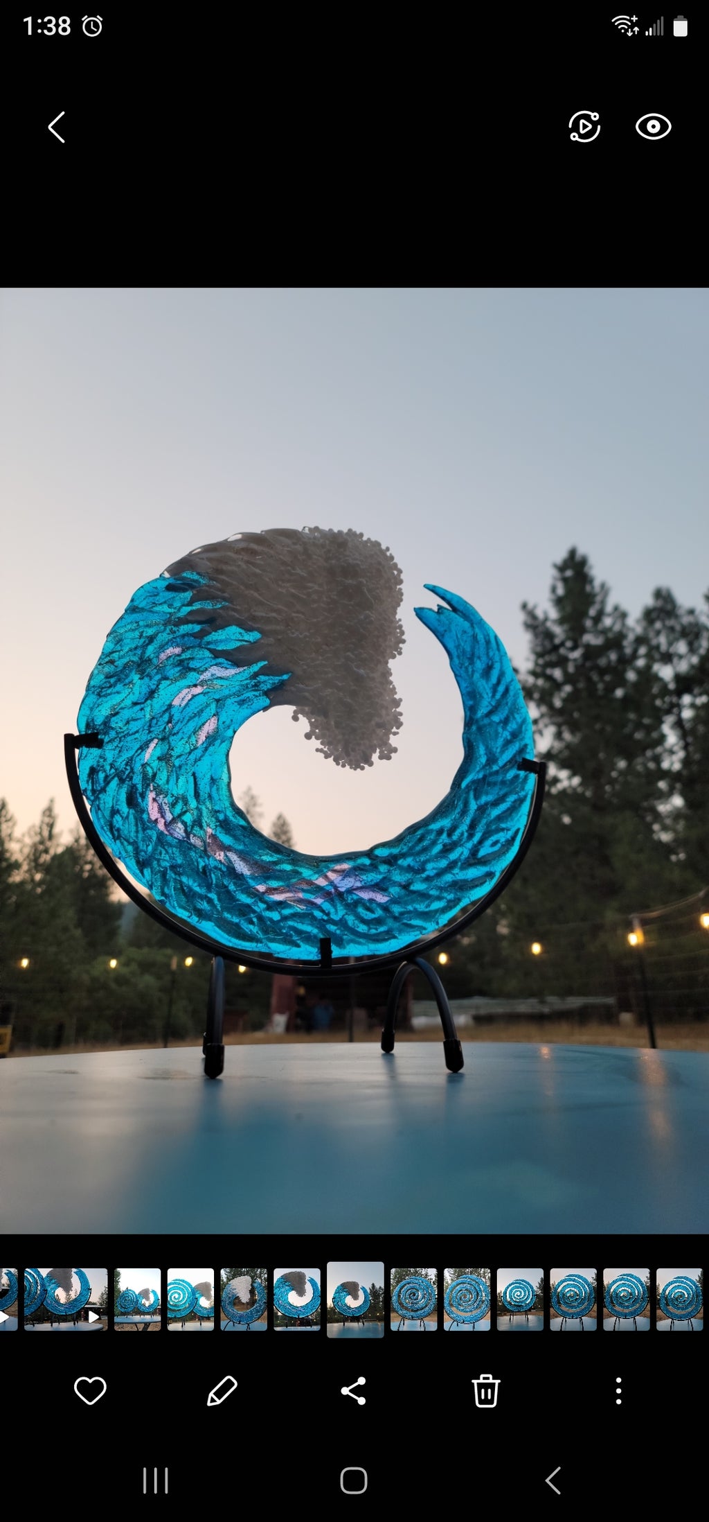 Ashes InFused Glass Cremation Art 3D Ocean Wave Sculpture 5" 6" 8" 10" 12"
