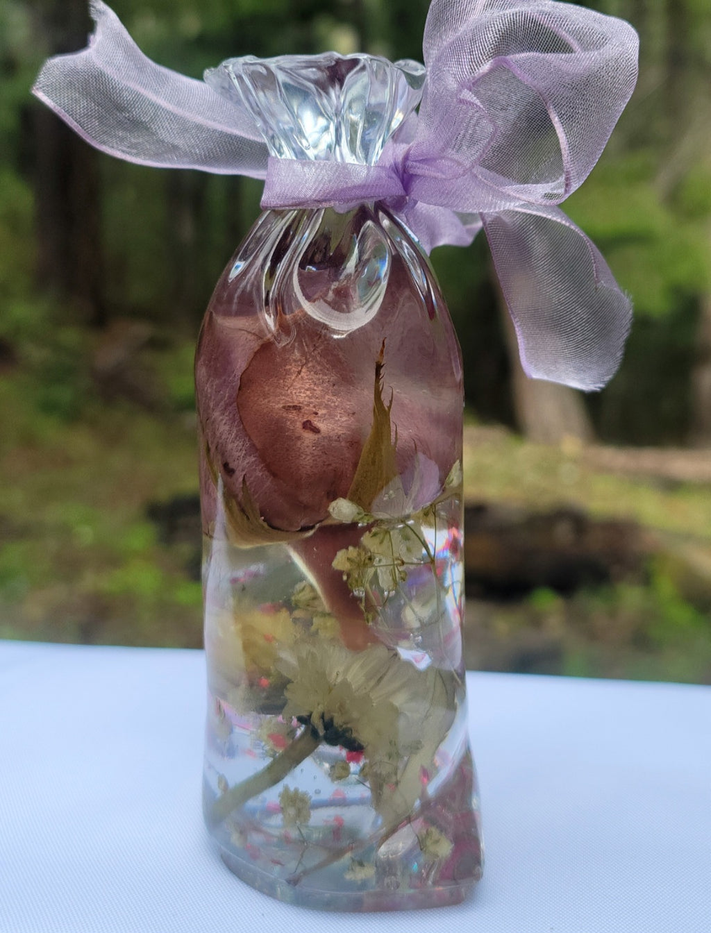 Rose Funeral Flower Preservation Resin Encapsulation Memorial Light