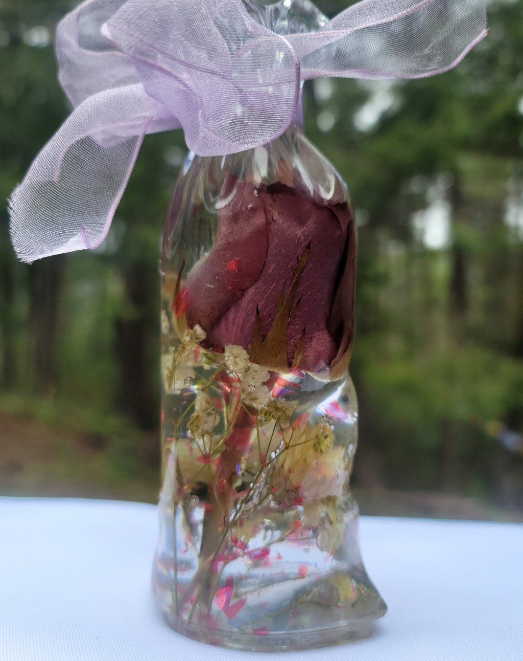 Rose Funeral Flower Preservation Resin Encapsulation Memorial Light