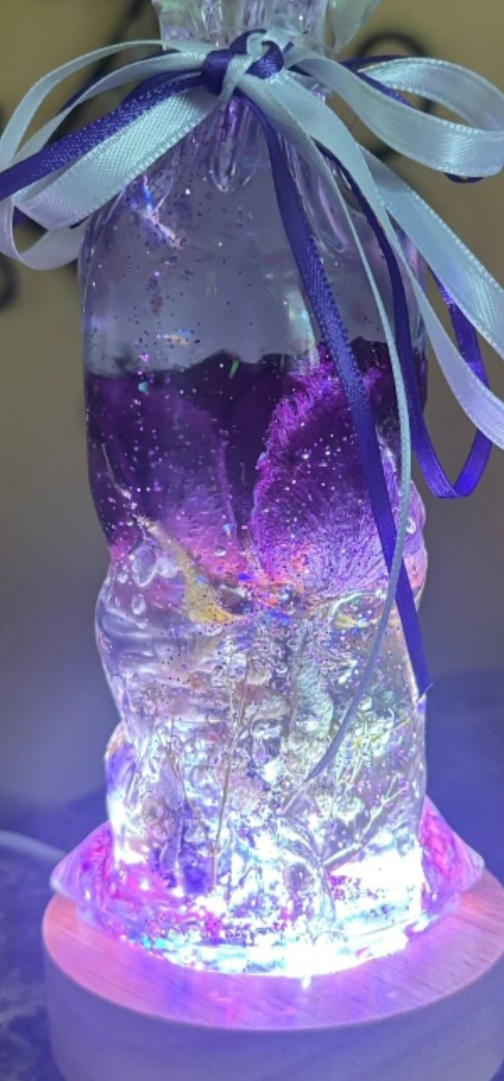 Rose Funeral Flower Preservation Resin Encapsulation Memorial Light