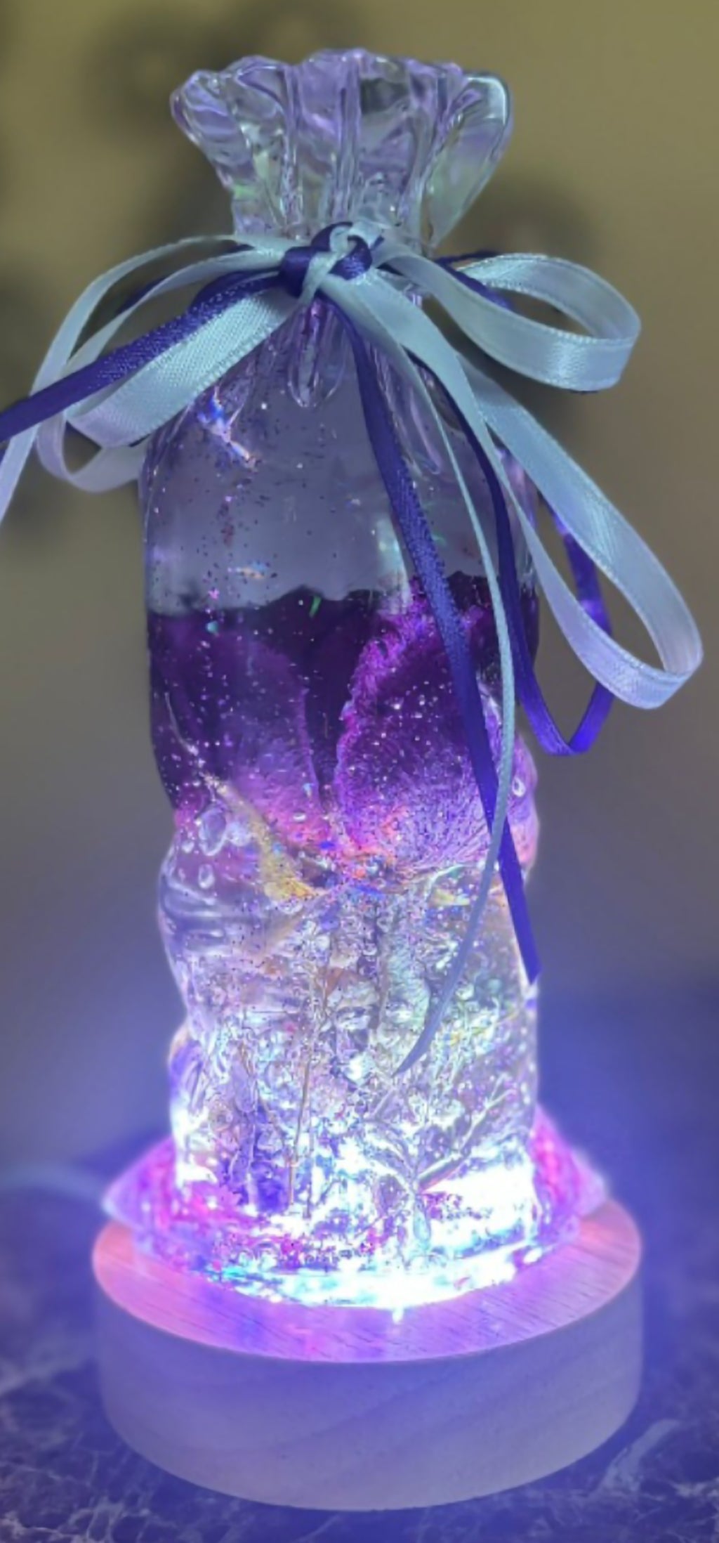 Rose Funeral Flower Preservation Resin Encapsulation Memorial Light
