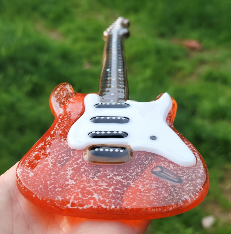 Miniature Glass Electric Guitars Ashes InFused Glass 10 inch Memorial