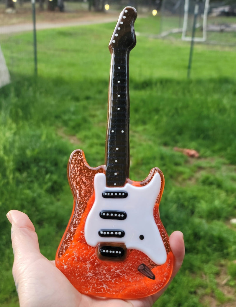 Miniature Glass Electric Guitars Ashes InFused Glass 10 inch Memorial