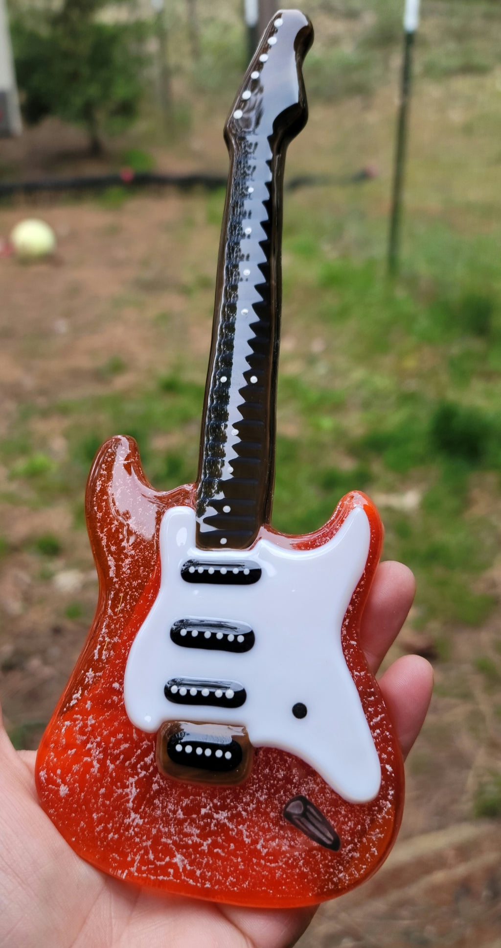 Miniature Glass Electric Guitars Ashes InFused Glass 10 inch Memorial