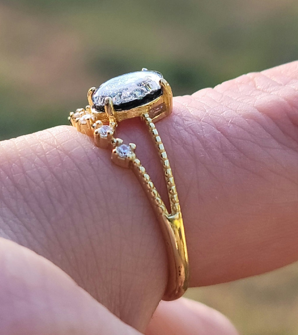 NEW 14k White or Yellow Gold Cremation Ring For Ashes Mossianite Diamond Princess Crown Accents Handmade Urn Custom Sizing
