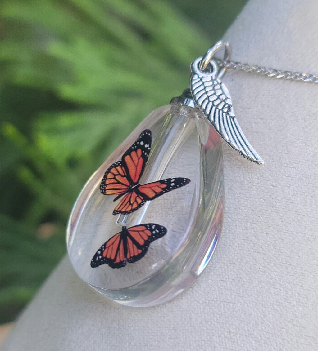 Fill Yourself Angel Wing Butterfly Crystal Cremation Jewelry Urn
