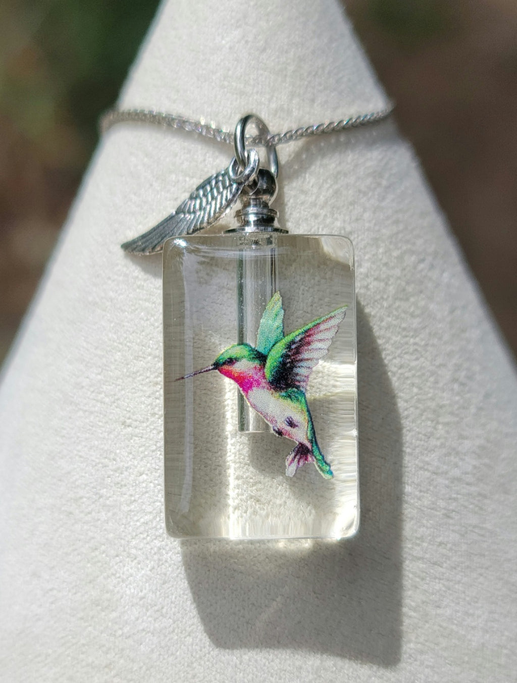 DIY Hummingbird Teardrop Cremation Jewelry Necklace Sympathy Kit Gift Wrapped with Tools