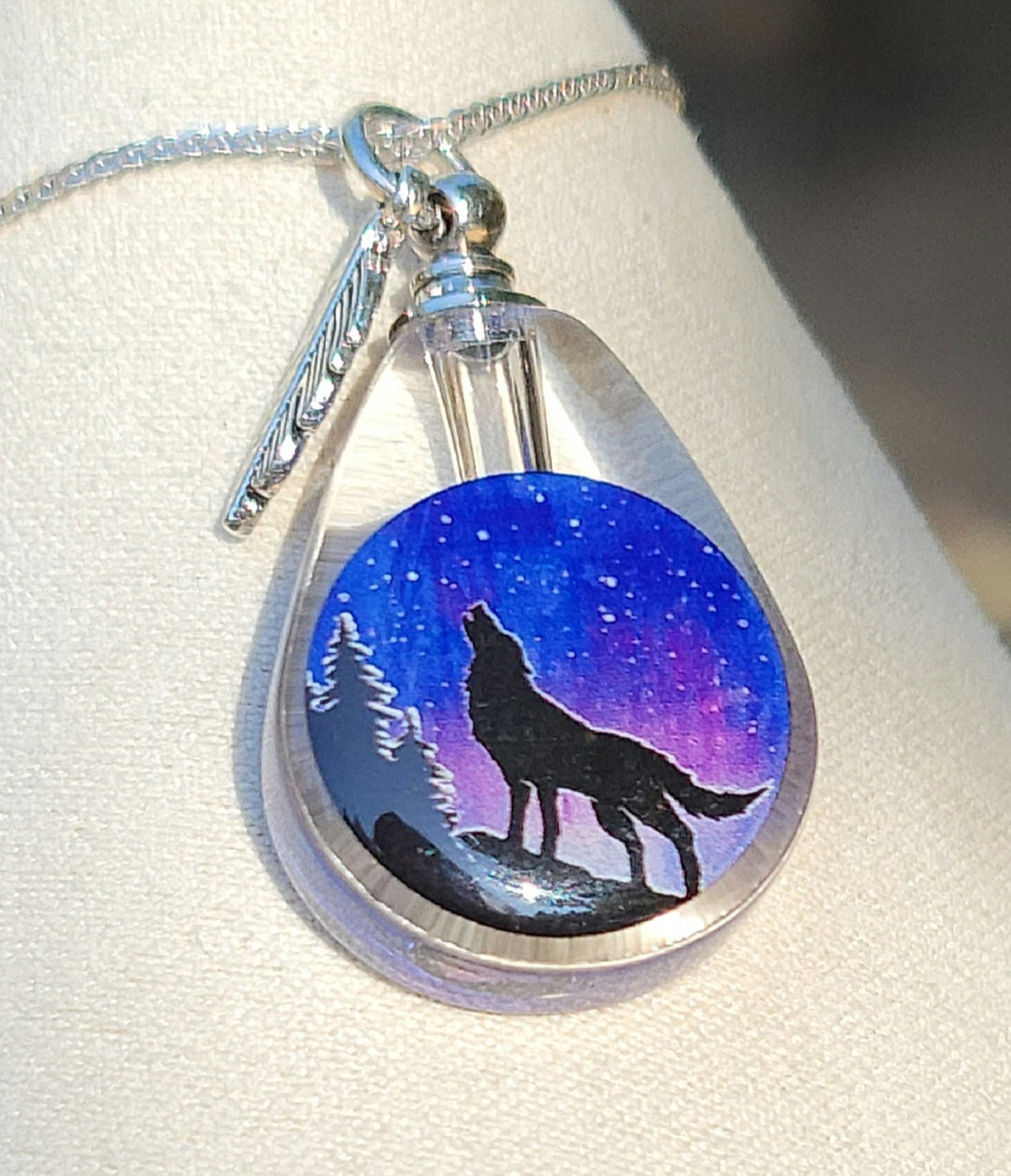 Blue Moon Teardrop Pendant with Infused Ash | Memorial Jewelry