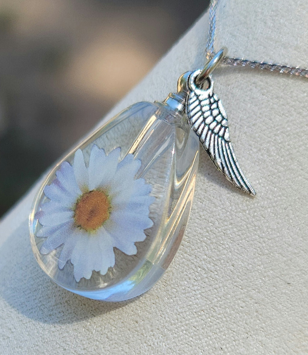 Fill Yourself Daisy Angel Wing Crystal Cremation Jewelry Urn