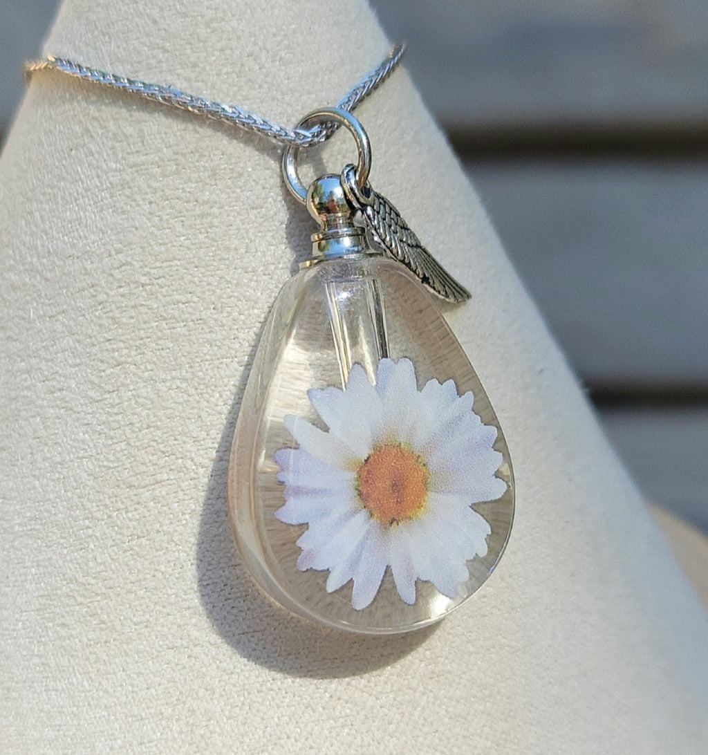 Fill Yourself Daisy Angel Wing Crystal Cremation Jewelry Urn