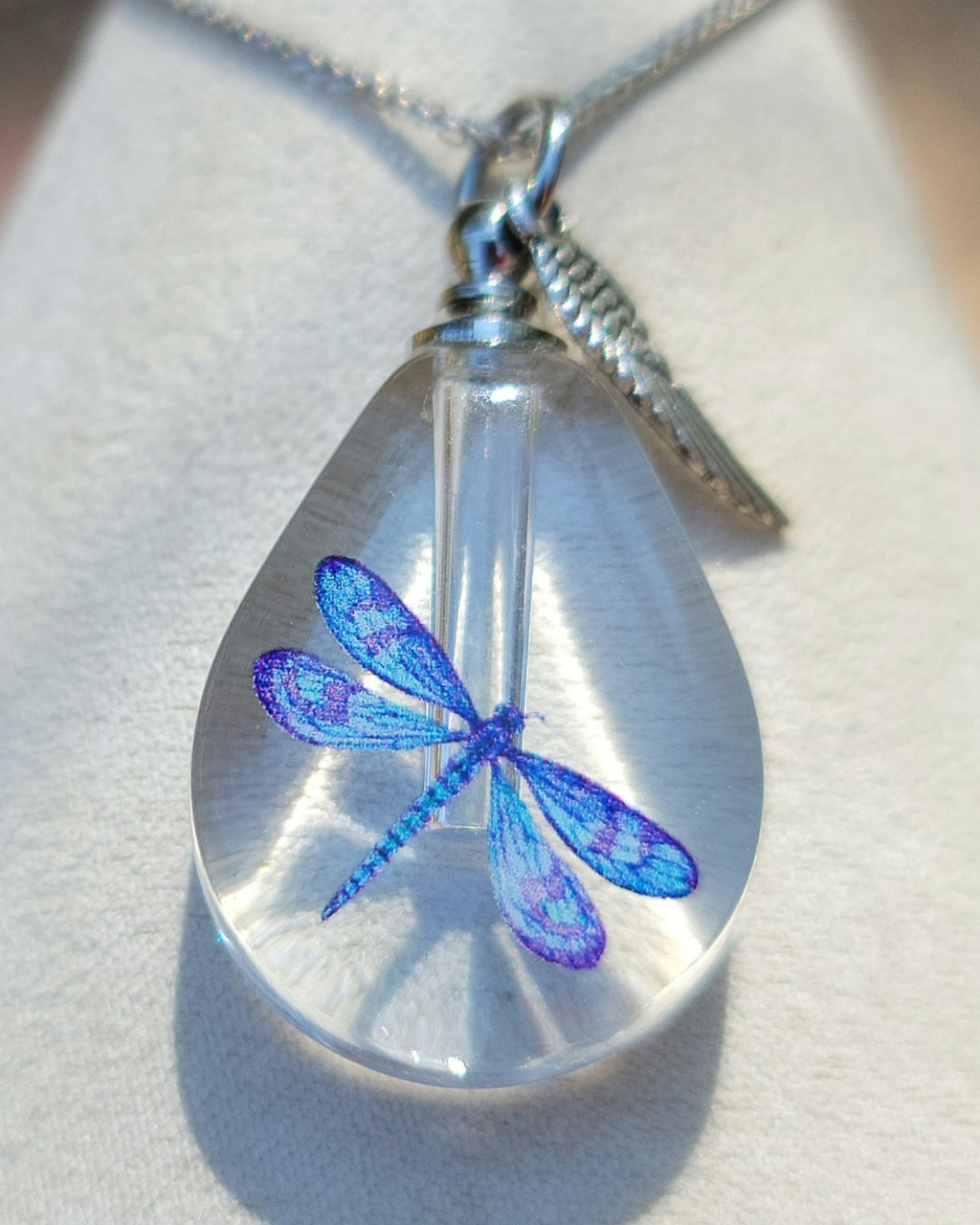 Cremation Urn Dragonfly Bottle Necklace Sympathy Gift Fill Yourself