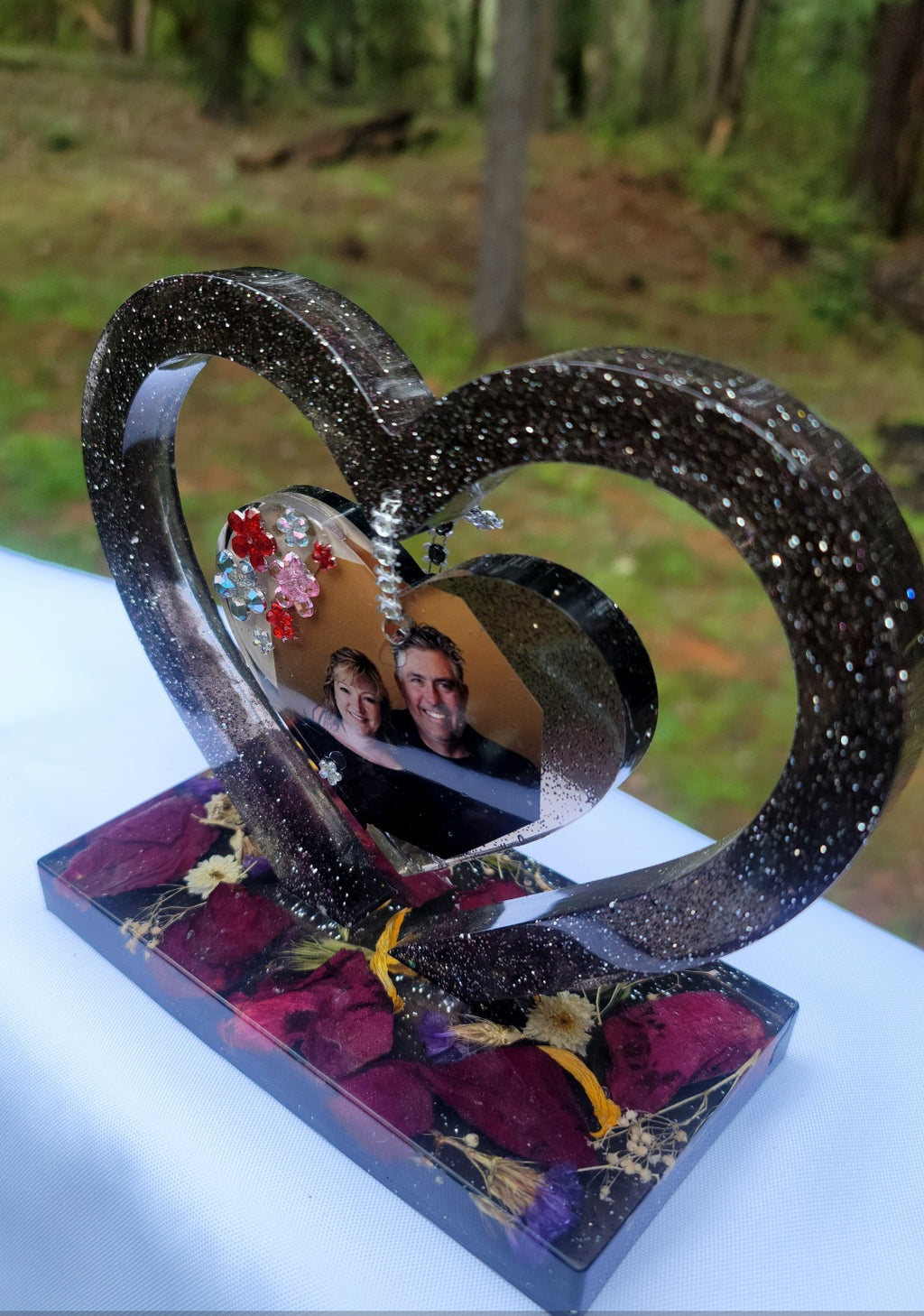 Flowers Preservation Resin Encapsulation Heart Photo Frame Funeral Memorial Keepsake