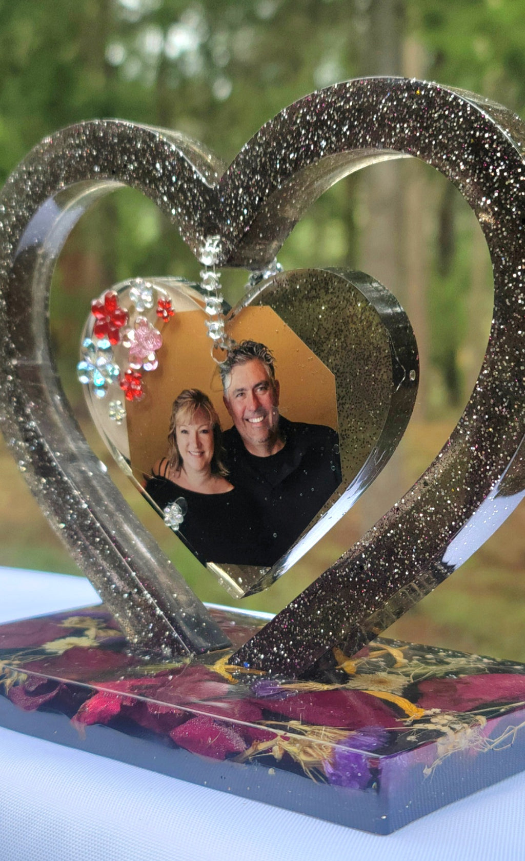 Flowers Preservation Resin Encapsulation Heart Photo Frame Funeral Memorial Keepsake