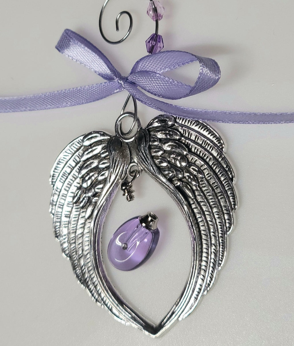 Purple Angel Wing Cremation Urn Christmas Ornament Sympathy Gift