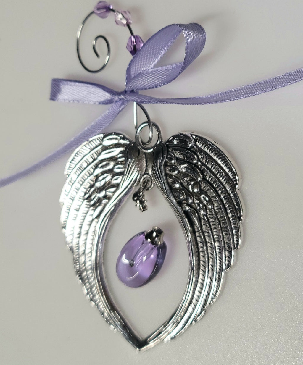 Purple Angel Wing Cremation Urn Christmas Ornament Sympathy Gift