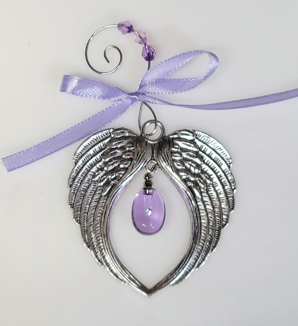 Purple Angel Wing Cremation Urn Christmas Ornament Sympathy Gift