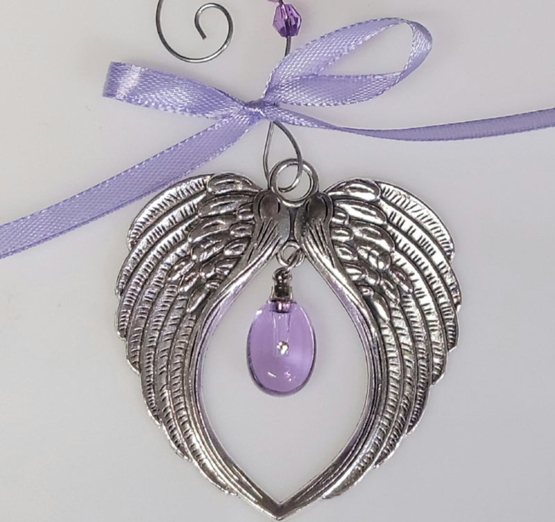 Purple Angel Wing Cremation Urn Christmas Ornament Sympathy Gift