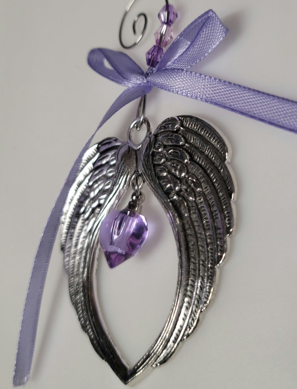 Purple Heart Angel Wing Cremation Urn Christmas Ornament Sympathy Gift