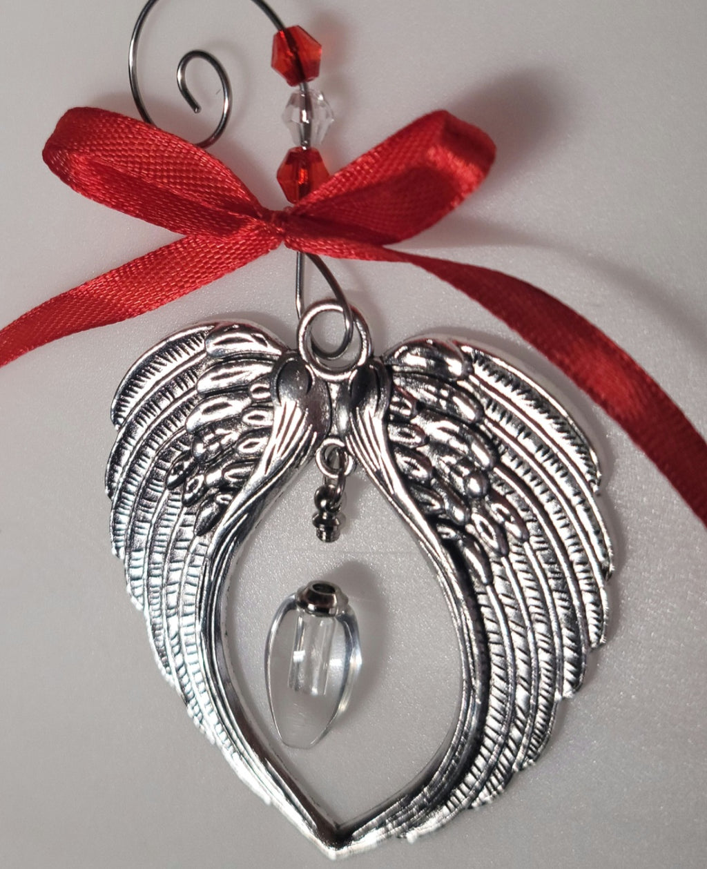 Red Angel Wing Cremation Urn Christmas Ornament Sympathy Gift