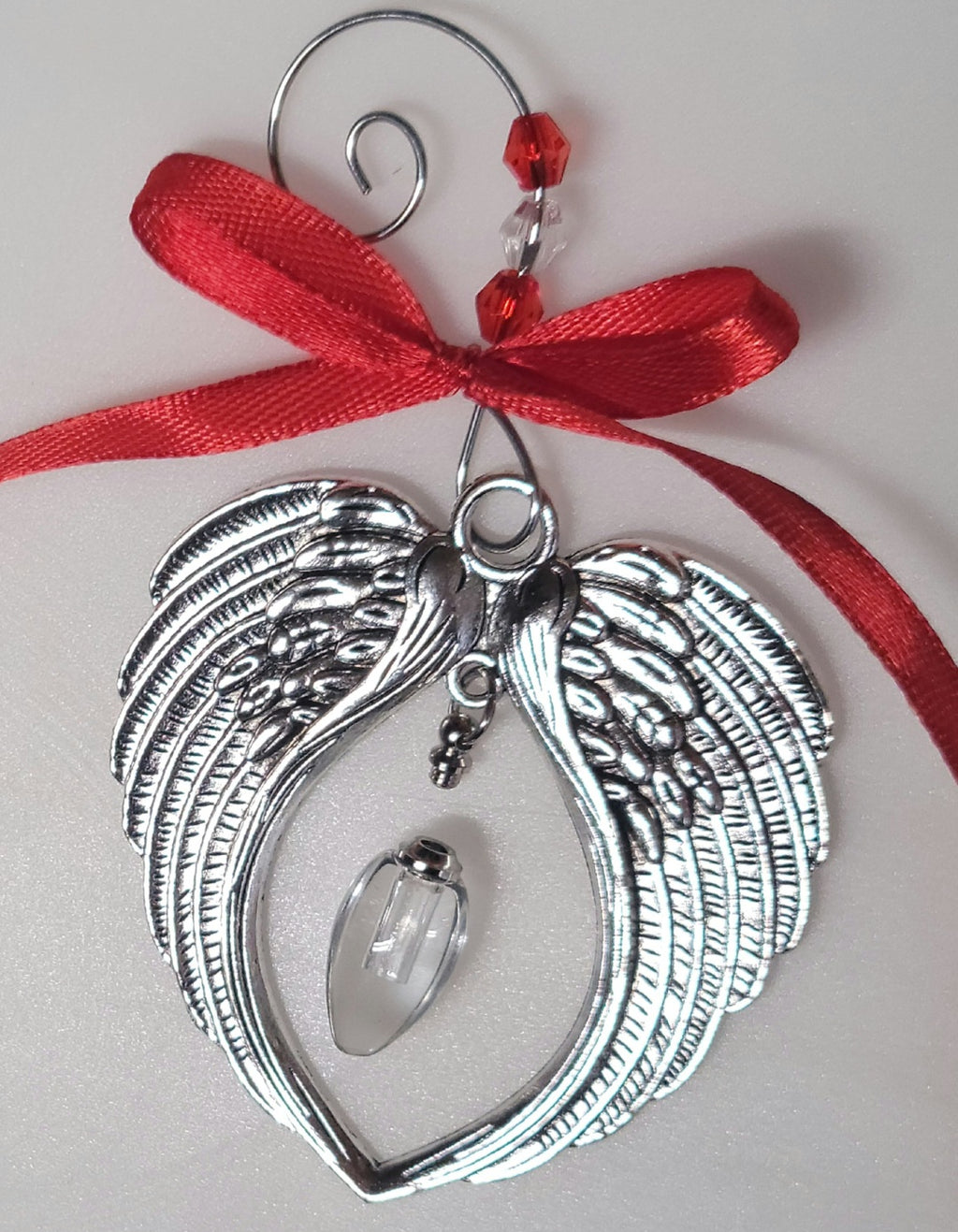 Red Angel Wing Cremation Urn Christmas Ornament Sympathy Gift