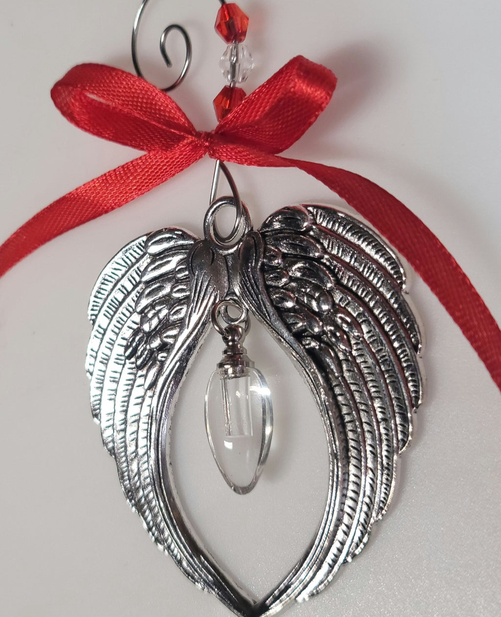 Red Angel Wing Cremation Urn Christmas Ornament Sympathy Gift