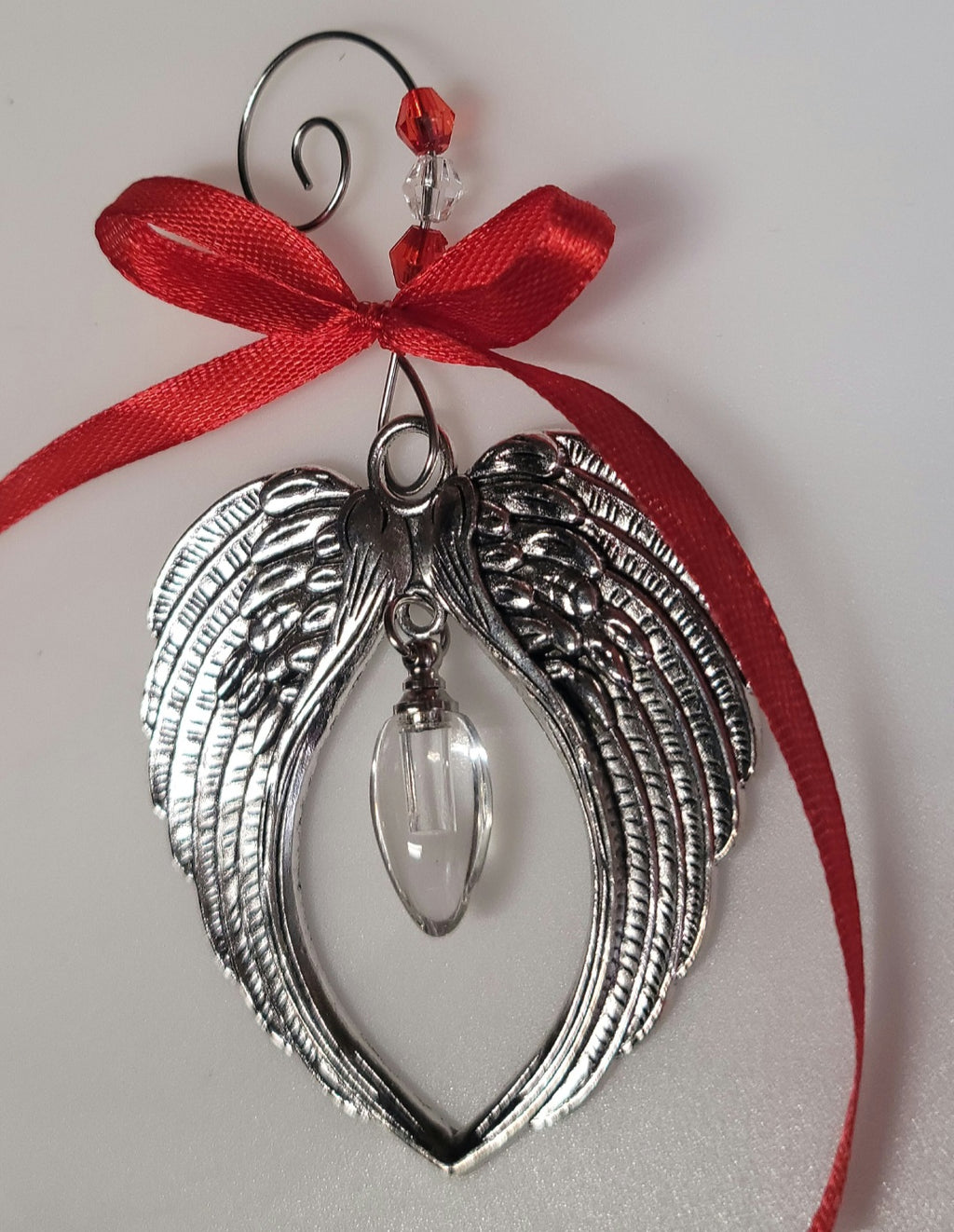 Red Angel Wing Cremation Urn Christmas Ornament Sympathy Gift