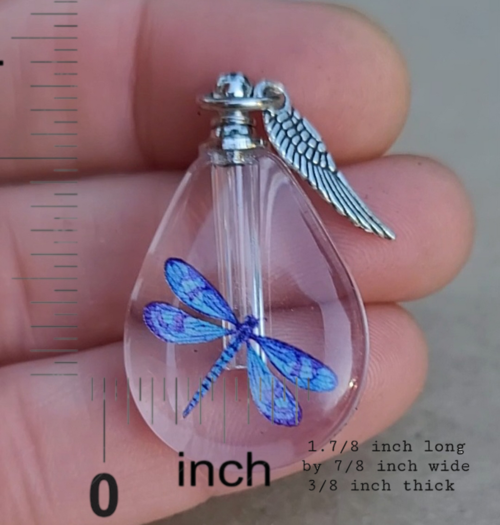 Cremation Urn Dragonfly Bottle Necklace Sympathy Gift Fill Yourself