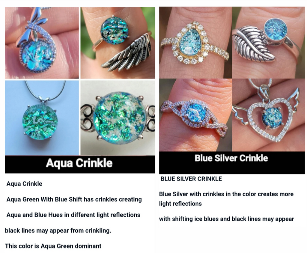 10x9mm Engagement Cremation Ring Ashes InFused Glass 52 CZ Sterling Silver Urn 7,8,9