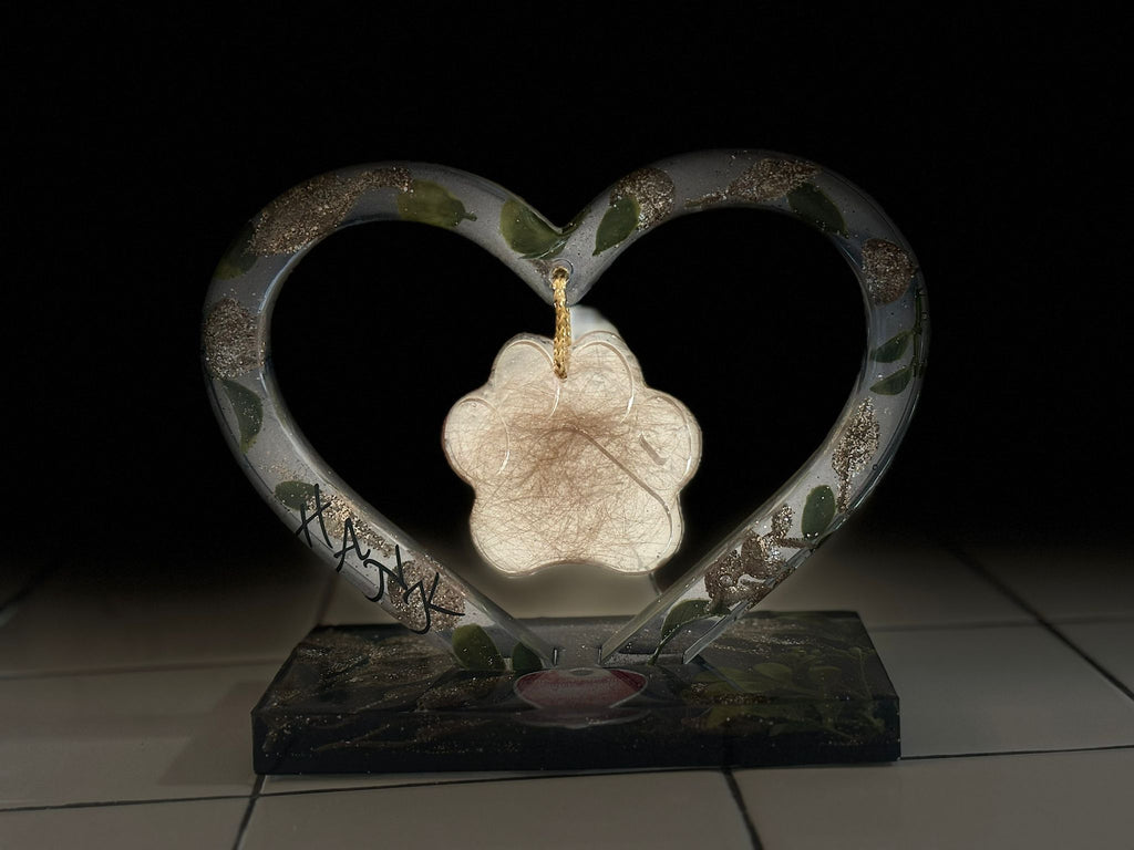 Pet Tag and Fur Preservation Resin Encapsulation Heart Photo Frame Pet Memorial Hair Fur Dog Cat Horse