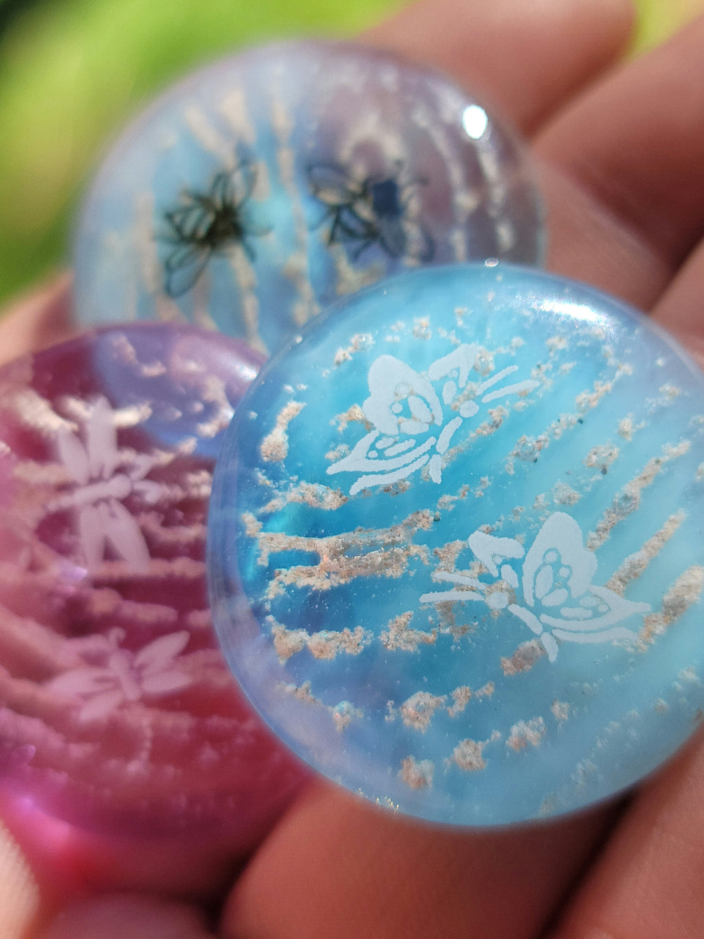 Butterfly Cremation Pocket Stones 4 (set) Ashes InFused Glass 1 inch stones in Velvet Bag