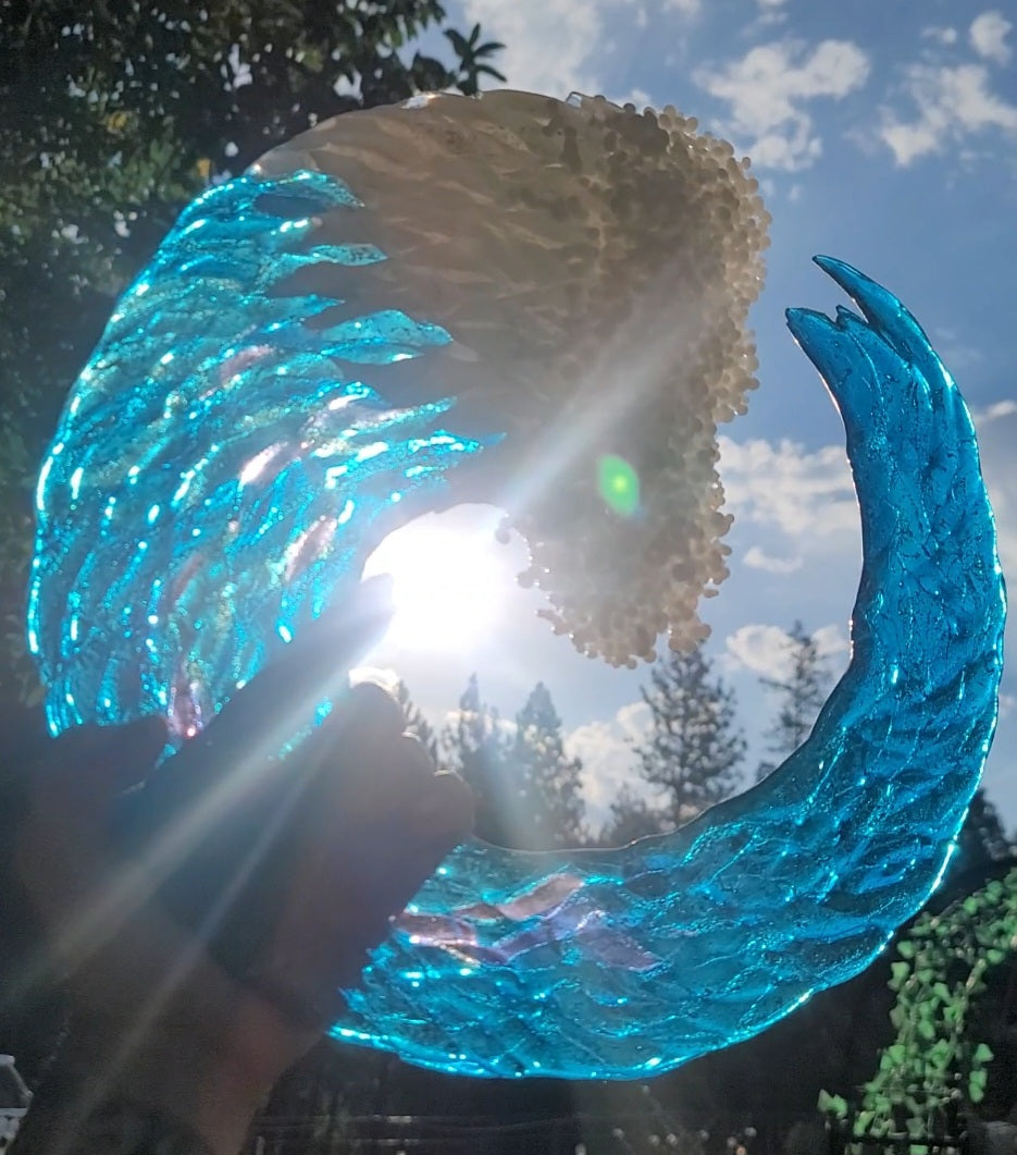 Ashes InFused Glass Cremation Art 3D Ocean Wave Sculpture 5" 6" 8" 10" 12"